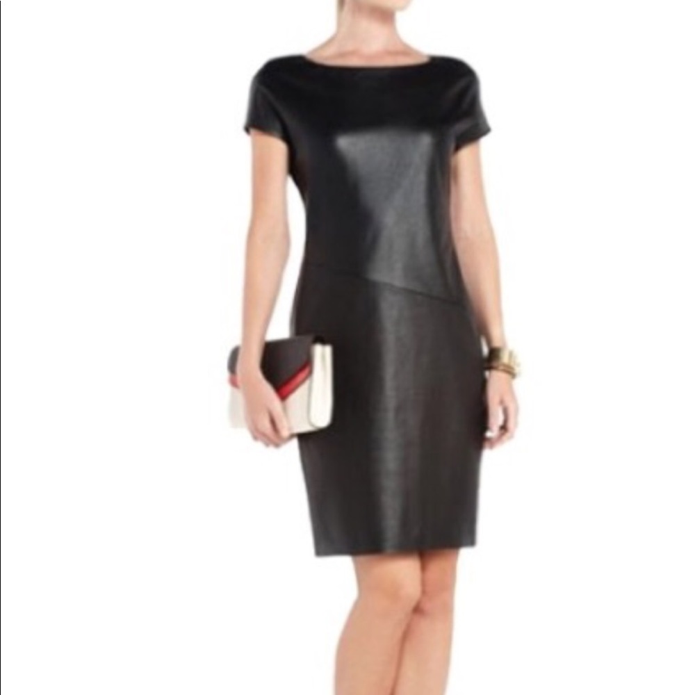 Brand new leatherette black dress SZ XS BCBGMax